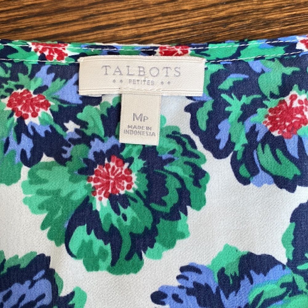 Talbots Blue & Green Floral Tank - Size Medium Petite - Picture 4 of 7